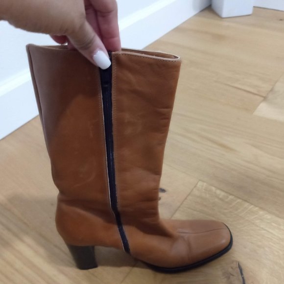 J Crew mid height. tan. block heel boots. Women's size 6. - Picture 2 of 4